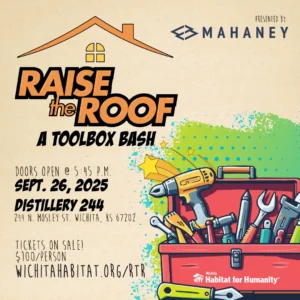 Raise the Roof event banner. Includes event details.