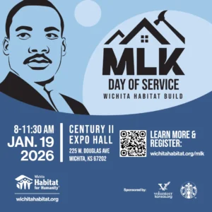 Martin Luther King, Jr. Day of Service Build event flyer. Includes time, date, and location.